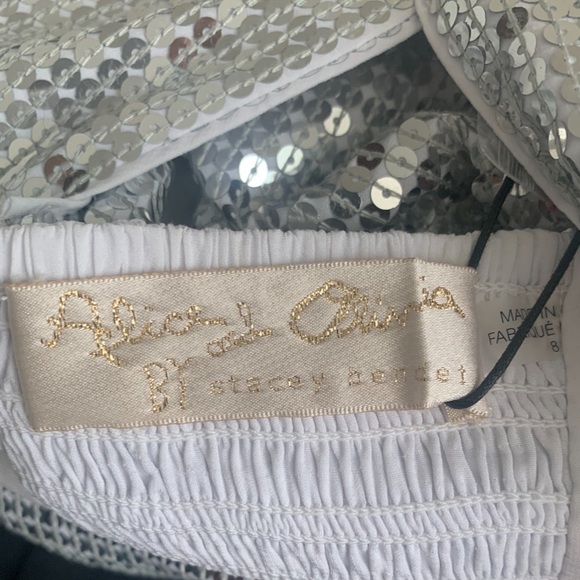 Alice + Olivia May Halter Neck Silver Sequin Maxi Gown - Picture 12 of 13